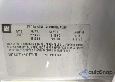 2008 Chevrolet Malibu Lt from USA, damaged, VIN 1G1ZJ577X84177995